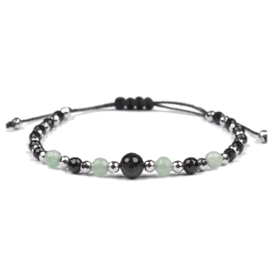 Bransoletka celebrytka czarny TURMALIN AWENTURYN HEMATYT ochrona szczęście